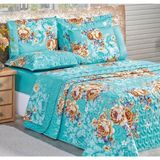 Cobre Leito Estampado Micropercal 200 Fios Naturale Super King 03 Peças - Jasmine