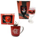 Kit 1 Caneca Porcelana Vermelha 300ml + 1 Taça Windsor 330ml