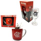 Kit 1 Caneca Porcelana Vermelha 300ml + 1 Taça Windsor 330ml