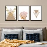 Kit 3 Quadros Claros Para Quarto Nude 45x34cm - Com Vidro