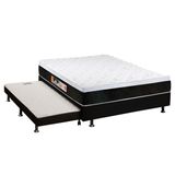 Cama Box Casal: Colchão Espuma D45 Castor Black E White + Base Crc Courano Black(138x188)