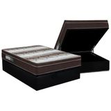 Cama Box Baú Casal: Colchão Anatômico Ortobom Ortopédico Light + Base Crc Suede Black(138x188)