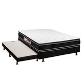 Cama Box Casal: Colchão Espuma D33 Castor Black E White Df + Base Crc Courano Black(138x188)