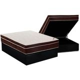 Cama Box Baú Casal: Colchão Anatômico Ortobom Ortopédico Exclusive + Base Crc Suede Black(138x188)