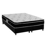 Cama Box Queen: Colchão Molas Bonnel Ortobom Nanolastic Physical Spring + Base Crc Suede Black(158x198)