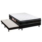 Cama Box Casal: Colchão Espuma D33 Castor Black E White + Base Crc Courano Black(138x188)