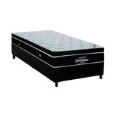 Cama Box Solteiro: Colchão Molas Ensacadas Ortobom Superpocket Elegant + Base Crc Suede Black(88x188)