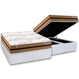 Cama Box Baú Queen: Colchão Molas Ensacadas Plumatex Masterpocket Smart Milano + Base Crc Courano White(158x198)