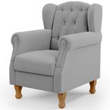 Poltrona Decorativa Para Sala De Estar Yara P02 Bouclê Cinza - Lyam Decor