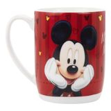 Caneca Porcelana Mickey Mouse 300ml Vermelho Disney