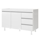 Balcão Gabinete Lux Para Pia De 120cm 100% Mdf Sem Tampo 02 Portas E 03 Gavetas Branco - Desk Design