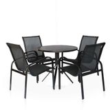 Conjunto 1 Mesa + 4 Cadeiras + 2 Espreguiçadeiras + 1 Mesinha De Centro + 1 Ombrelone Lateral 2,90m