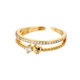 Anel Ajustável Ponto De Luz Coração - Banhado A Ouro 18k