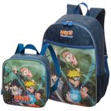 Kit Mochila Costas Lancheira Térmica Escolar Infantil Naruto Shippuden Time 7 Azul