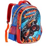 Mochila Costas Grande Infantil Escolar Menino Monster Carros Machine Jeep