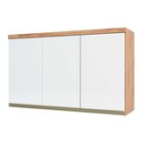 Armário de Cozinha Aéreo 120cm 3 Portas 100% MDF Chardonnay Ronipa Castanho com Branco