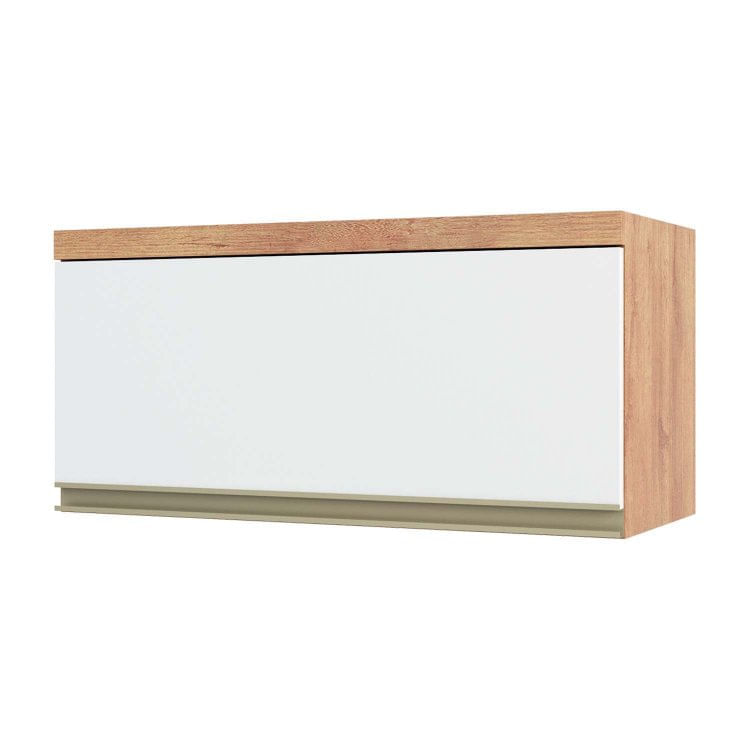 Armário de Cozinha Aéreo 80cm 1 Porta Basculante 100% MDF Chardonnay Ronipa Castanho/Branco