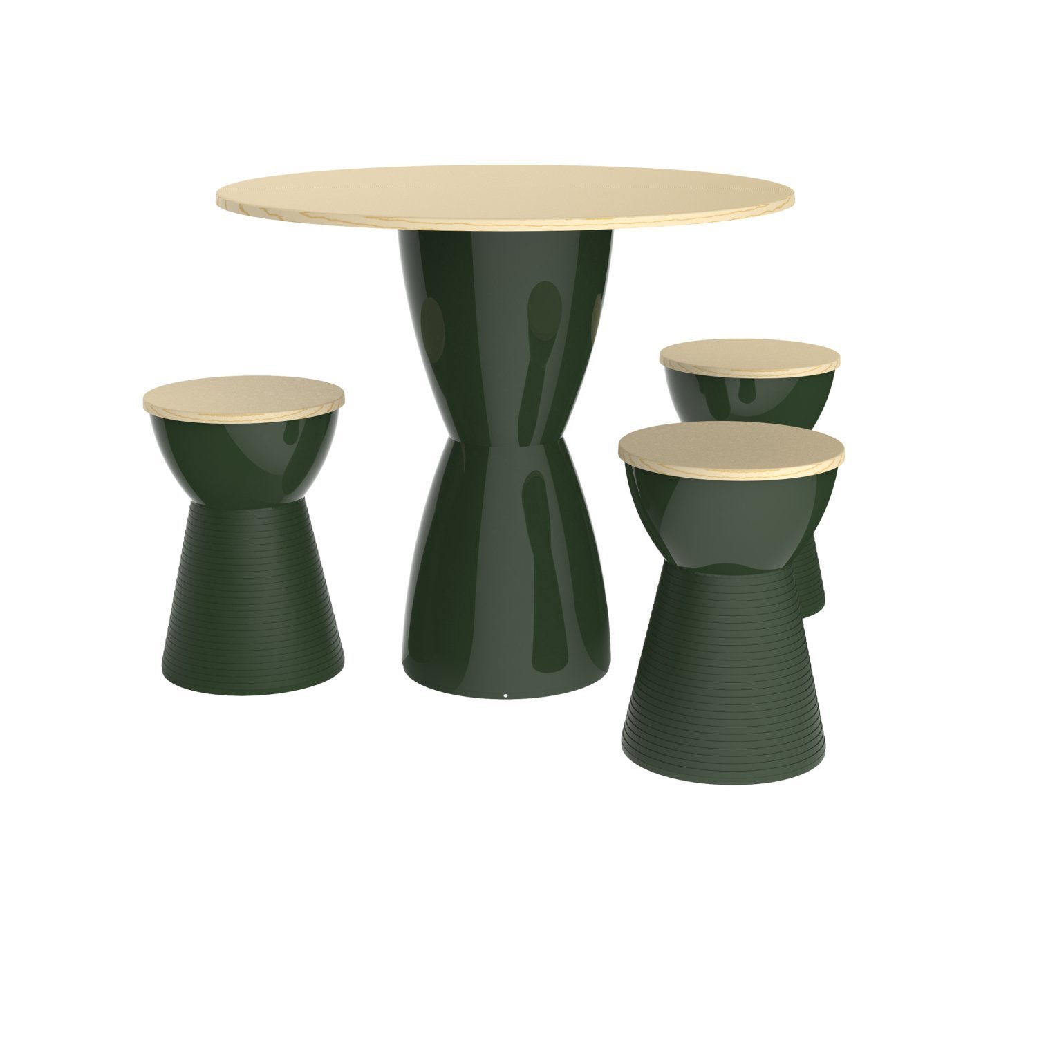 Conjunto Mesa Tampo Pinus E 3 Banquetas Fit Verde Alecrim