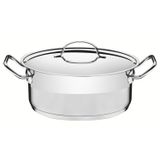 Panela Caçarola 30cm 8,9l Tramontina Professional Rasa Inox Fundo Triplo Tampa Plana Detalhe Satinado Tramontina