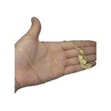 Cordão Cadeado 1mm + Pingente Fé Mão - Banhado A Ouro