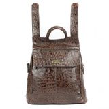Mochila Feminina Anti Furto Couro Croco Café