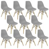 Kit 11 Cadeiras Charles Eames Eiffel Wood Design Cinza