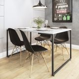 Conjunto Mesa De Jantar Industrial Com 4 Cadeiras Base Madeira Eames Espresso Móveis Branco/preto