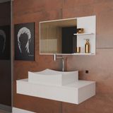 Conjunto Gabinete Banheiro Madri 80 Branco C-cuba + Espelheira C-espelho + Torneira E Válvula
