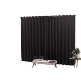 Cortina 6,00x2,60 Sala Quarto Cozinha Voil Forro Blackout Cor: Preto