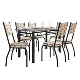 Conjunto Sala De Jantar Mesa Tampo Granito 1,40m Com 6 Cadeiras Diana Preto-cedro Artefamol