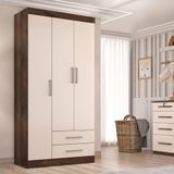 Guarda Roupa Solteiro Kioto 3 Portas 2 Gav  Chocolate/off White