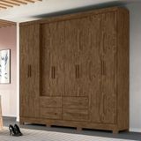 Guarda Roupa Casal 8 Portas 4 Gavetas Castanho Wood San Lorenzo Plus - Moval