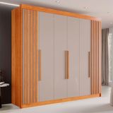 Guarda-roupa Casal 6 Portas 6 Gavetas Granada Mdf Sallêto Cinamomo Com Off White