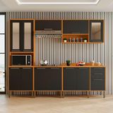 Cozinha Compacta Cooktop 12 Portas 2 Gavetas Paris Sallêto Cinamomo Com Grafite