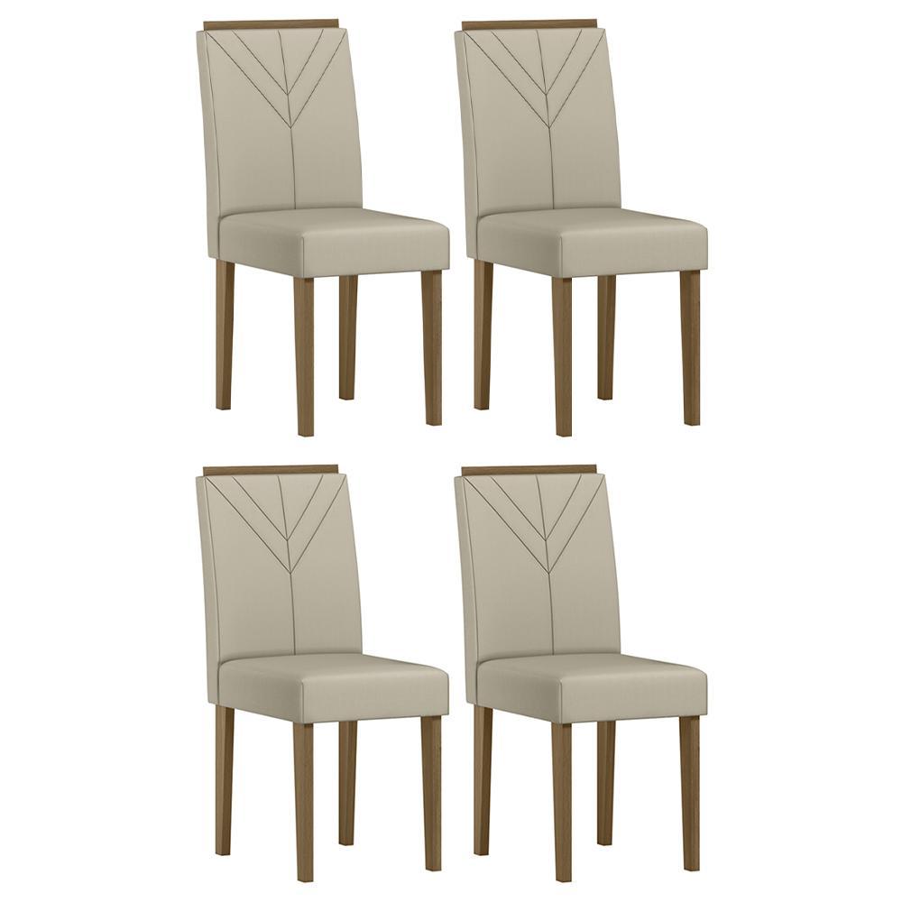 Conjunto 4 Cadeiras Amanda Imbuia/veludo Nude - New Ceval