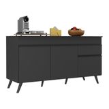 Balcão Cozinha Gabinete Pia 150cm 3 Portas 1 Gaveta Veneza Multimóveis V3740 Preto Preto