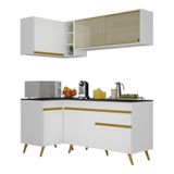 Armário De Cozinha Compacta De Canto Veneza Multimóveis V2056 Branco/dourado Branco/dourado