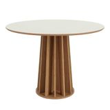 Mesa De Jantar Redonda 105cm Em Mdf Freijó Off White Dalla Costa