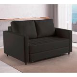 Sofá Cama Casal Marcelle Com 2 Lugares 150cm Com Pé De Madeira Talento Móveis Preto Com Castanho