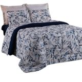 Coberdrom King Em Malha De Algodão Fio Penteado - Azul