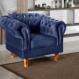 Poltrona Dom Pedro Chesterfield Retrô Decorativa Azul Marinho