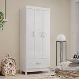 Guarda Roupa Solteiro 3 Portas 1 Gaveta 75 Cm Branco Prince Demóbile