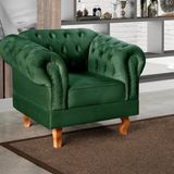 Poltrona Dom Pedro Chesterfield Retrô Decorativa Verde