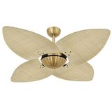 Ventilador De Teto Office Dunamis Dourado 4pás Rattan Natural 220v