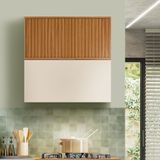 Armário Aéreo Duplo 100% Mdf Porta Basculante Nature Off White Flint Shop Jm