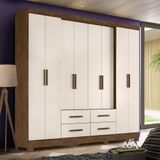 Guarda Roupa 8 Portas San Lorenzo Plus Castanho Wood Baunilha Moval 2,37m