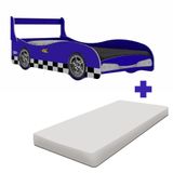 Cama Carro Montessoriana Solteiro Com Colchão Rally Azul Mirai Shop Jm