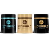 Kit Máscaras Cronograma Capilar Cabelos Cacheados 500gr
