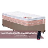 Cama Box Solteiro: Colchão C/vibro Massagem Castor Tecnopedic Premium Niponpedic Magnético Vibro + Base Crc Courano Clean(88x188)