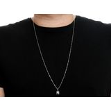 Cordão De Prata Masculina 925 70cm Fina Pingente Letra M